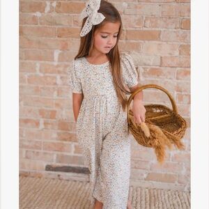 Ollie Jay Puff Leggy Romper cotton  (Dreamy Meadows) 4T